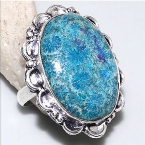 Gorgeous coral fossil sterling inlay Ring